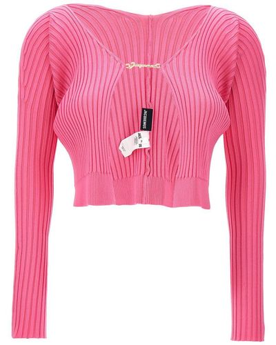 Jacquemus Le Maille Pralu Longue Sweater, Cardigans - Pink