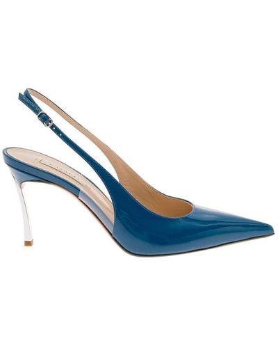 Casadei Light Slingback Court Shoes With Blade Heel - Blue
