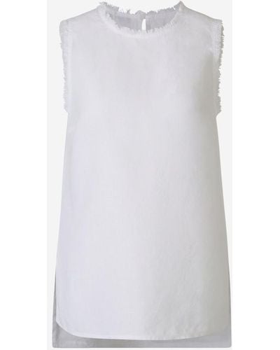 Peserico Frayed Linen Top - White