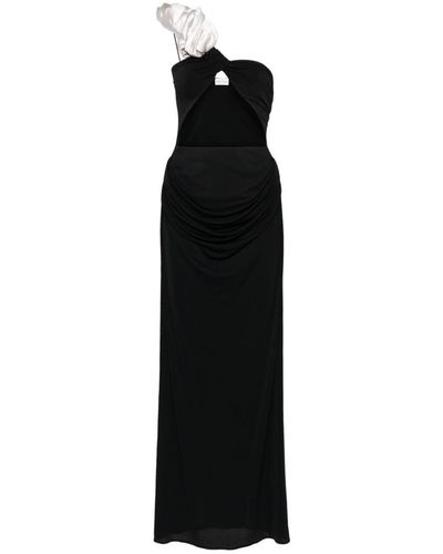 Magda Butrym One-shoulder Silk Long Dress With Cut-out Detail - Black