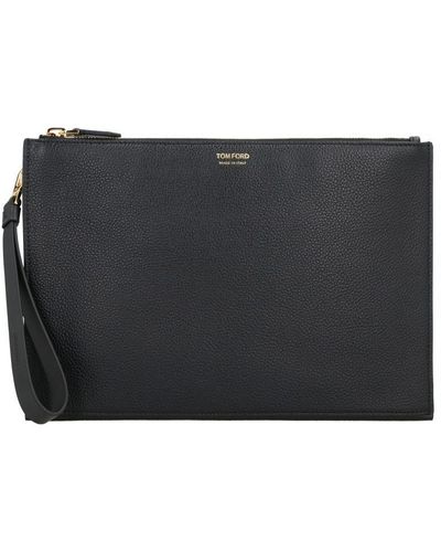 Tom Ford Leather Flat Pouch - Black