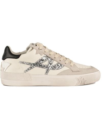 Ash Smooth Leather And Suede Sneakers With Detailing - Natural