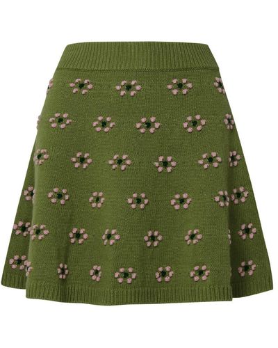 KENZO Green Wool Mini Skirt