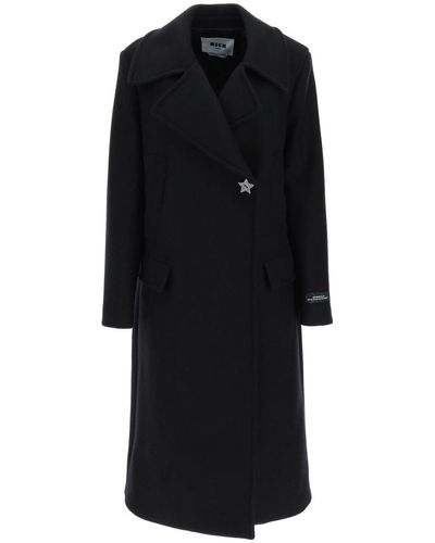 MSGM 'astrophilia' Long Double-breasted Coat - Black