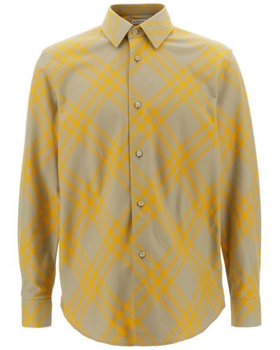 Burberry Flannel Shirt With Check Motif - Yellow