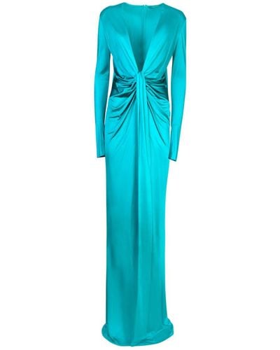 Roberto Cavalli Long Peacock Dress - Blue