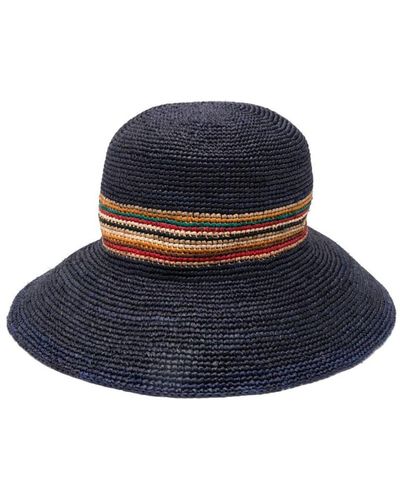 Paul Smith Contrast-Panel Straw Hat - Blue