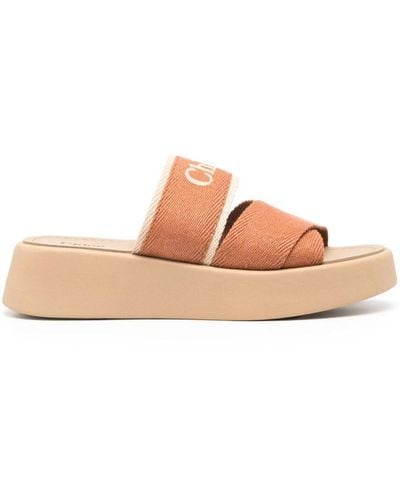 Chloé Mila Leather Flatform Sandals - Pink