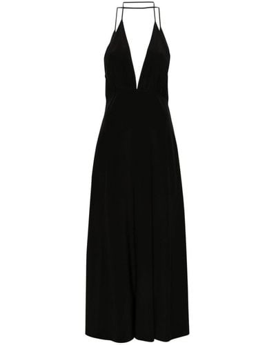 Totême Double-Halter Silk Dress - Black