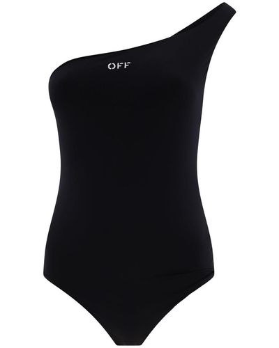 Off-White c/o Virgil Abloh Off- "Off Stamp" One-Shoulder Swimsuit - Black