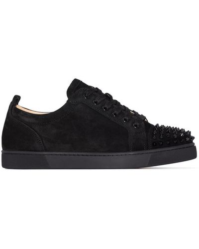 Christian Louboutin Lou Spikes Suede Sneakers - Black