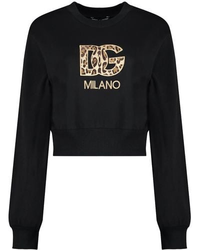 Dolce & Gabbana Logo Detail Cotton Sweatshirt - Black