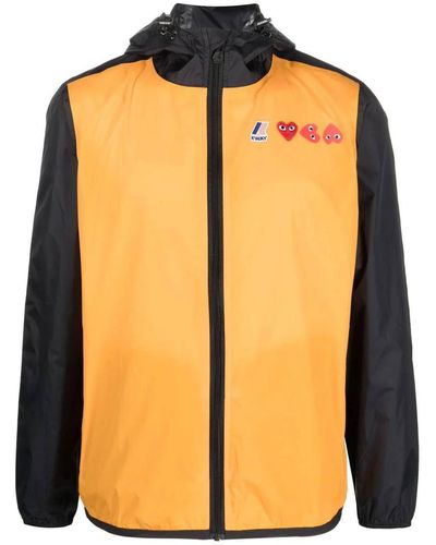 COMME DES GARÇONS PLAY Logo Hooded Windbreaker Jacket - Orange