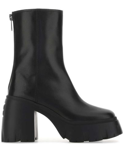 Miu Miu Oversized Sole Leather Ankle Boots - Black
