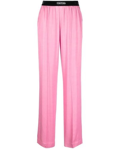 Tom Ford Wide Straight Leg Trousers - Pink
