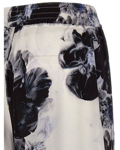 Alexander McQueen Printed Silk Pants - Gray