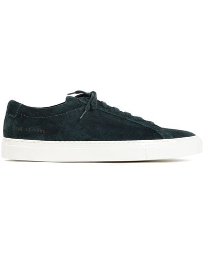 Common Projects Achilles In Waxed Suede Trainers Shoes - Blue