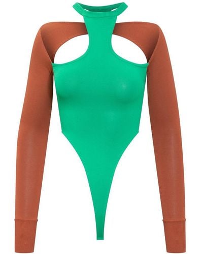 ALESSANDRO VIGILANTE Two-tone Bodysuit - Green