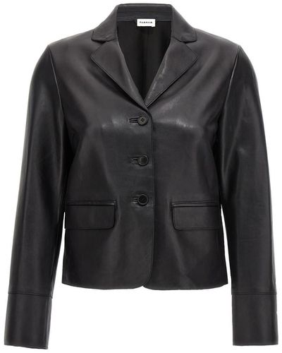 P.A.R.O.S.H. Leather Blazer Blazer And Suits - Black