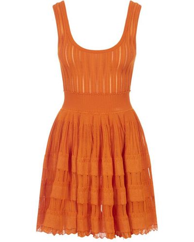 Alaïa Fluid Skater Mini Dress - Orange