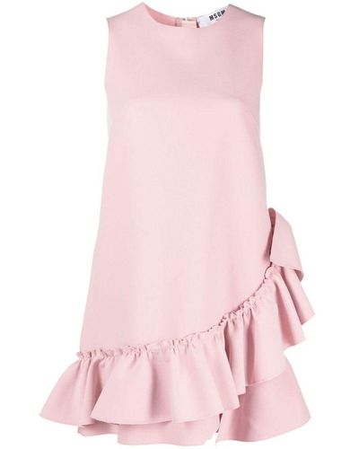 MSGM Ruffled-Trim Sleeveless Mini Dress - Pink