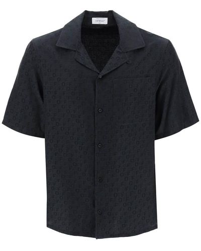 Off-White c/o Virgil Abloh Silk-cotton Short Sleeve Shirt - Black