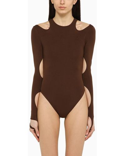 ANDREADAMO Bodysuit With Cut-Out - Brown