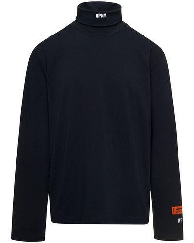 Heron Preston Turtleneck Pullover With Contrasting Logo Embroidery - Blue