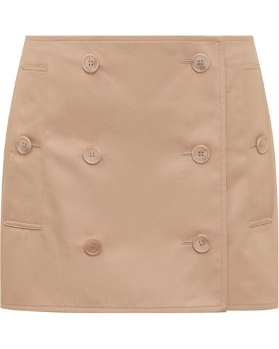 Burberry Gabardine Trench Mini Skirt - Natural