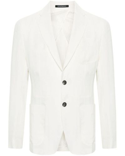 Emporio Armani Single-breasted Blazer Jacket - Natural