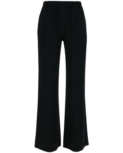 Antonelli Black Loose Trousers With Elastic Waistband In Silk Blend Woman