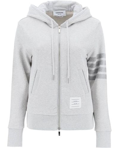 Thom Browne 4-Bar Hoodie With Zipper And - Grey