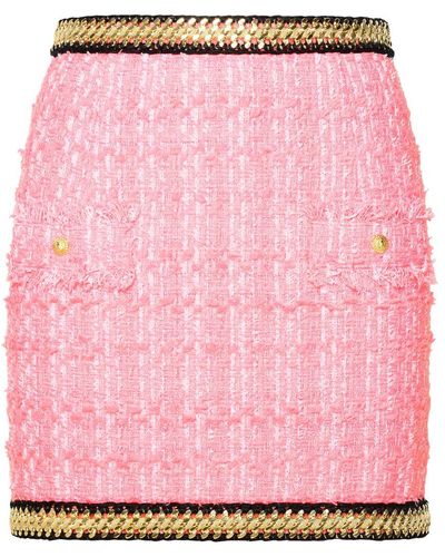 Balmain Pink Cotton Blend Miniskirt