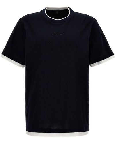 Brioni Logo Embroidery T-shirt - Black