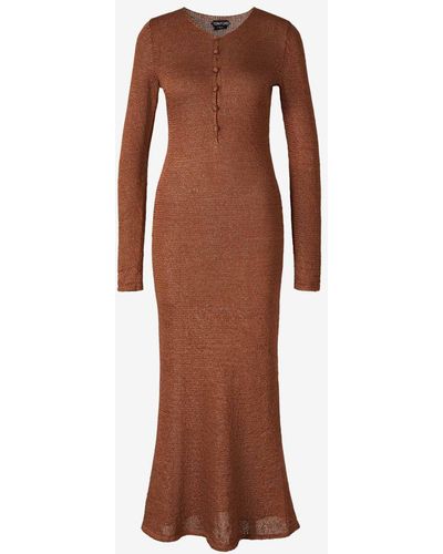 Tom Ford Knitted Midi Dress - Brown