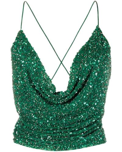 retroféte Michal Cowl-neck Embellished Top - Green
