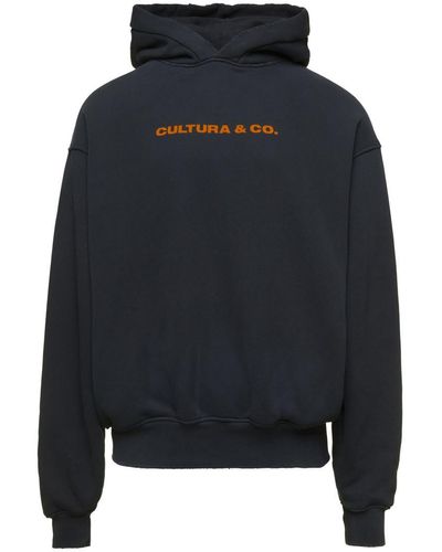 Cultura Hoodie With & Co Print - Blue