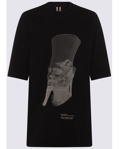 Rick Owens Black And Beige Cotton T-shirt