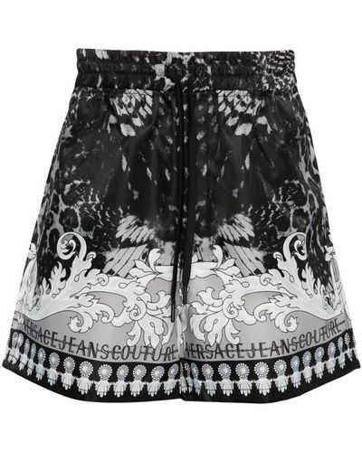 Versace Bermuda Shorts With Print - Black