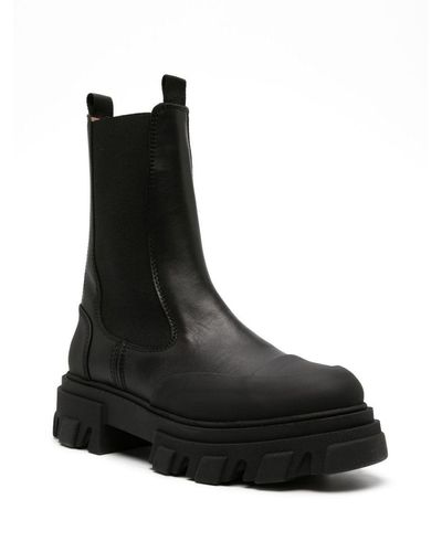 Ganni Chelsea Mid Leather Boots - Black