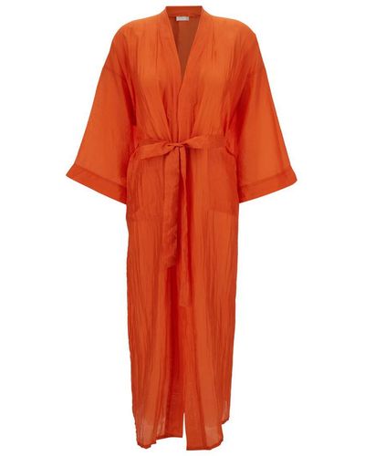 THE ROSE IBIZA 'Bata' Kimono With Matching Belt - Orange