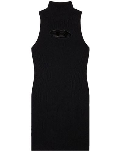 DIESEL M-onerva Short Dress With Cut-out And Logo Plaque - Black