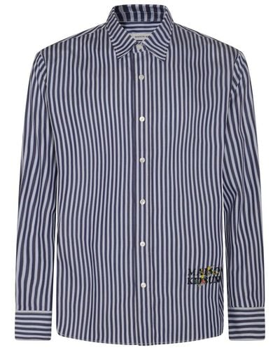 Maison Kitsuné Navy And Sky Blue Cotton Stripes Shirt