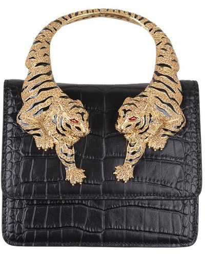 Roberto Cavalli Medium Roar Shoulder Bag With Jewelled Tigers - Blue