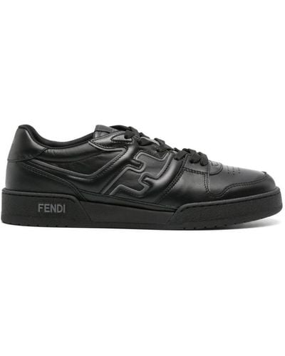 Fendi Match Leather Sneakers - Black