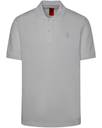 Ferrari White Cotton Blend Polo Shirt - Gray