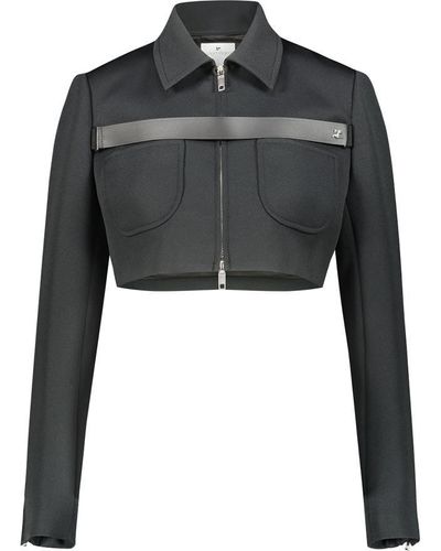 Courreges Twill Strap Crop Jacket Clothing - Black