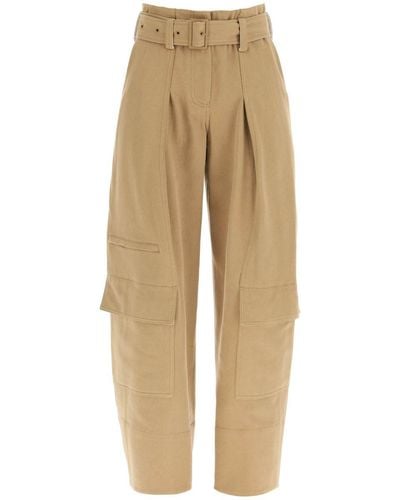 Low Classic Cargo Trousers With Matching Belt - Natural