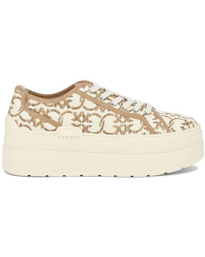 Pinko And Platform Trainers With Love Birds Monogram - Natural