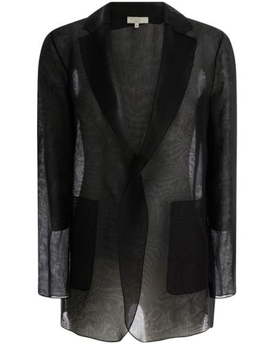 Antonelli Black Semi-transparent 'james' Blazer In Silk Woman